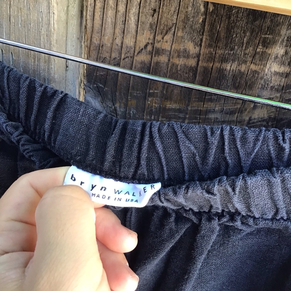 Bryn Walker Black Linen Cropped Wide Leg Pants Women's XL Made in USA - Picture 3 of 8